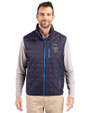 Colorado Rockies Stars & Stripes Cutter & Buck Rainier PrimaLoft® Mens Big and Tall Eco Insulated Full Zip Puffer Vest Dark Navy/Silver Front