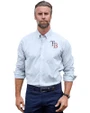 Tampa Bay Rays Stars & Stripes Cutter & Buck Stretch Oxford Stripe Mens Big and Tall Long Sleeve Dress Shirt Light Blue Front