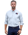 Tampa Bay Buccaneers Americana Cutter & Buck Stretch Oxford Stripe Mens Big and Tall Long Sleeve Dress Shirt Light Blue Front