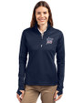 Miami Marlins Stars & Stripes Cutter & Buck Traverse Stretch Eco Quarter Zip Womens Pullover Liberty Navy Front