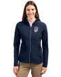 San Francisco Giants Stars & Stripes Cutter & Buck Adapt Eco Knit Hybrid Recycled Womens Full Zip Jacket Navy Blue Front