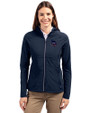 Minnesota Vikings Americana Cutter & Buck Adapt Eco Knit Hybrid Recycled Womens Full Zip Jacket Navy Blue Front