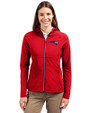 New England Patriots Americana Cutter & Buck Adapt Eco Knit Hybrid Recycled Womens Full Zip Jacket Red Front