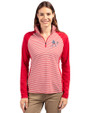 Athletics Stars And Stripes Cutter & Buck Forge Tonal Stripe Stretch Half Zip Womens Top Cardinal Red Front
