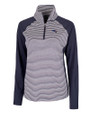New England Patriots Americana Cutter & Buck Forge Tonal Stripe Stretch Half Zip Womens Top Liberty Navy Mannequin