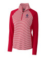 New Orleans Saints Americana Cutter & Buck Forge Tonal Stripe Stretch Half Zip Womens Top Cardinal Red Mannequin