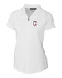 Cleveland Guardians Stars & Stripes Cutter & Buck Forge Stretch Womens Short Sleeve Polo White Mannequin