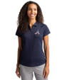 Atlanta Braves Stars & Stripes Cutter & Buck Forge Stretch Womens Short Sleeve Polo Liberty Navy Front