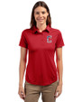 Cleveland Guardians Stars & Stripes Cutter & Buck Prospect Eco Textured Stretch Recycled Womens Short Sleeve Polo Cardinal Red Front
