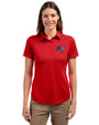 Tampa Bay Buccaneers Americana Cutter & Buck Prospect Eco Textured Stretch Recycled Womens Short Sleeve Polo Red Front