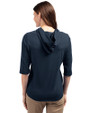 Colorado Rockies Stars & Stripes Cutter & Buck Virtue Eco Pique Recycled Half Zip Pullover Womens Hoodie Navy Blue Back