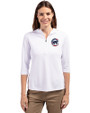 Chicago Cubs Stars & Stripes Cutter & Buck Virtue Eco Pique Recycled Half Zip Pullover Womens Hoodie White Front