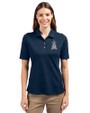 Los Angeles Angels Stars & Stripes Cutter & Buck Virtue Eco Pique Recycled Womens Polo Navy Blue Front