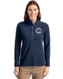 Chicago Cubs Stars & Stripes Cutter & Buck Adapt Eco Knit Stretch Recycled Womens Half Zip Pullover Navy Blue Front