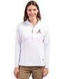 Atlanta Braves Stars & Stripes Cutter & Buck Adapt Eco Knit Stretch Recycled Womens Half Zip Pullover White Front