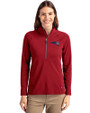 New England Patriots Americana Cutter & Buck Adapt Eco Knit Stretch Recycled Womens Half Zip Pullover Cardinal Red Front