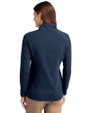 New England Patriots Americana Cutter & Buck Adapt Eco Knit Stretch Recycled Womens Half Zip Pullover Navy Blue Back