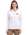 Athletics Stars And Stripes Cutter & Buck Adapt Eco Knit Stretch Recycled Womens Half Zip Pullover White Front
