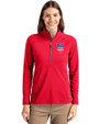 New York Mets Stars & Stripes Cutter & Buck Adapt Eco Knit Stretch Recycled Womens Half Zip Pullover Red Front