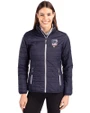 San Francisco Giants Stars & Stripes Cutter & Buck Rainier PrimaLoft®  Womens Eco Insulated Full Zip Puffer Jacket Dark Navy/Silver Front