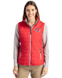 Cincinnati Reds Stars & Stripes Cutter & Buck Rainier PrimaLoft® Womens Eco Insulated Full Zip Puffer Vest Red Front