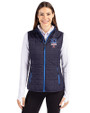 New York Mets Stars & Stripes Cutter & Buck Rainier PrimaLoft® Womens Eco Insulated Full Zip Puffer Vest Dark Navy Front