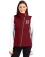 Detroit Tigers Stars & Stripes Cutter & Buck Mainsail Sweater Knit Womens Asymmetrical Vest Cardinal Red Heather Front