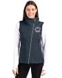 Chicago Cubs Stars & Stripes Cutter & Buck Mainsail Sweater Knit Womens Asymmetrical Vest Liberty Navy Heather Front