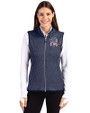 New York Yankees Stars & Stripes Cutter & Buck Mainsail Sweater Knit Womens Full Zip Vest Liberty Navy Heather Front