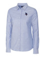 Minnesota Vikings Americana Cutter & Buck Stretch Oxford Womens Long Sleeve Dress Shirt Light Blue Mannequin
