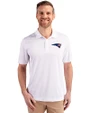 New England Patriots Americana Cutter & Buck Prospect Eco Textured Stretch Recycled Mens Short Sleeve Polo White Front