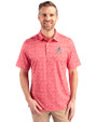 Atlanta Braves Stars & Stripes Cutter & Buck Pike Constellation Print Stretch Mens Polo Red Front