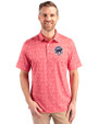 Chicago Cubs Stars & Stripes Cutter & Buck Pike Constellation Print Stretch Mens Polo Red Front