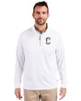 Cleveland Guardians Stars & Stripes Cutter & Buck Adapt Eco Knit Stretch Recycled Mens Quarter Zip Pullover White Front