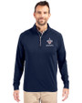 New Orleans Saints Americana Cutter & Buck Adapt Eco Knit Stretch Recycled Mens Quarter Zip Pullover Navy Blue Front