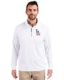 Los Angeles Dodgers Stars & Stripes Cutter & Buck Adapt Eco Knit Stretch Recycled Mens Quarter Zip Pullover White Front