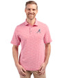 Atlanta Braves Stars & Stripes Cutter & Buck Virtue Recycled Botanical Print Featherlight Pique Mens  Polo Red Front