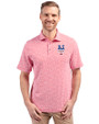 New York Mets Stars & Stripes Cutter & Buck Virtue Eco Pique Botanical Print Recycled Mens Polo Red Front