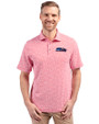 Seattle Seahawks Americana Cutter & Buck Virtue Eco Pique Botanical Print Recycled Mens Polo Red Front