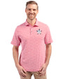 Houston Astros Stars & Stripes Cutter & Buck Virtue Recycled Botanical Print Featherlight Pique Mens  Polo Red Front