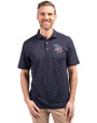 Tampa Bay Rays Stars & Stripes Cutter & Buck Virtue Eco Pique Tile Print Recycled Mens Polo Navy Blue Front