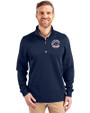 Chicago Cubs Stars & Stripes Cutter & Buck Traverse Stretch Eco Quarter Zip Mens Pullover Liberty Navy Front
