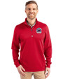 Chicago Cubs Stars & Stripes Cutter & Buck Traverse Stretch Eco Quarter Zip Mens Pullover Red Front
