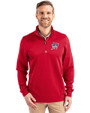 Miami Marlins Stars & Stripes Cutter & Buck Traverse Stretch Eco Quarter Zip Mens Pullover Red Front