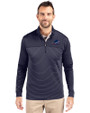 Miami Dolphins Americana Cutter & Buck Traverse Stretch Eco Stripe Quarter Zip Mens Pullover Liberty Navy Front