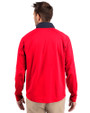 Seattle Seahawks Americana Cutter & Buck Adapt Eco Knit Hybrid Recycled Mens Quarter Zip Red/Navy Blue Back