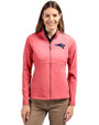 New England Patriots Americana Cutter & Buck Adapt Eco Knit Heather Recycled Womens Full Zip Cardinal Red Heather Front