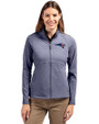 New England Patriots Americana Cutter & Buck Adapt Eco Knit Heather Recycled Womens Full Zip Navy Blue Heather Front
