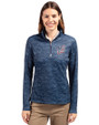 Washington Nationals Stars & Stripes Cutter & Buck Traverse Stretch Eco Camo Print Quarter Zip Womens Pullover Navy Blue Front