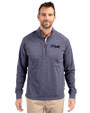 Seattle Seahawks Americana Cutter & Buck Adapt Eco Knit Heather Mens Quarter Zip Pullover Navy Blue Heather Front